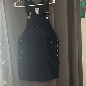 Black denim overalls